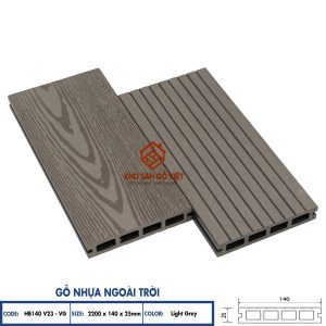 Sàn gỗ nhựa ngoài trời Hobi Wood HB140 V23-VG (Light Grey)
