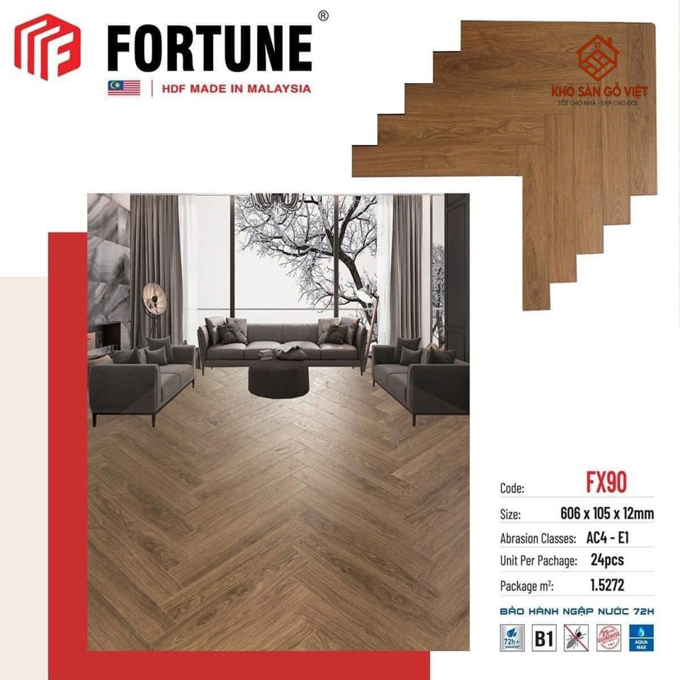 Dự án sàn gỗ Fortune xương cá | chị Tuyết