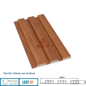 Tấm ốp lam 3 sóng thấp Hobi Wood LS3T 01
