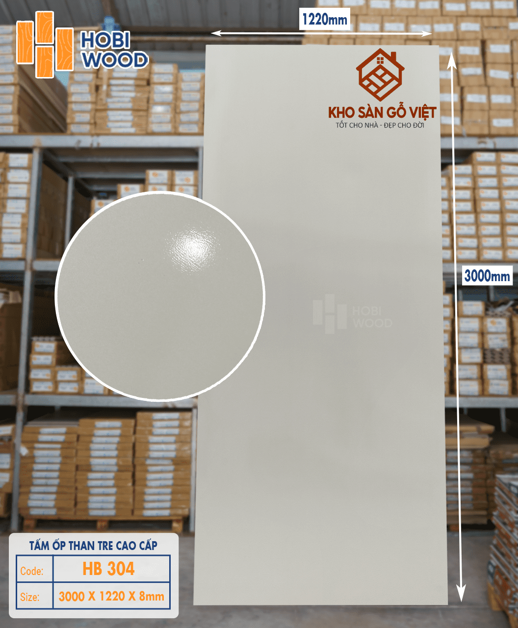 Tấm ốp than tre Hobi Wood HB304 - Kho Sàn Gỗ Việt